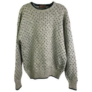 Authentic Issue Wool Sweater‎ Womens L Gray Knit Polka Dot Pullover Crewneck